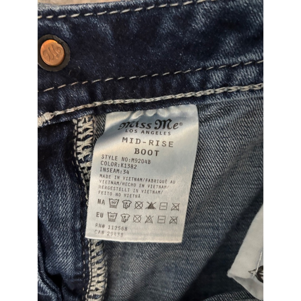 Miss Me Dark Indigo Boot Cut Jeans with Fading - Picture 9 of 13